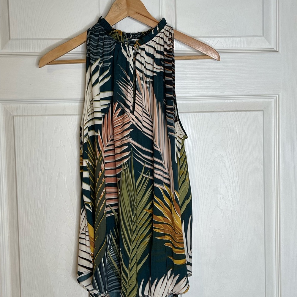 Witchery Green and Yellow Leaf Print Blouse